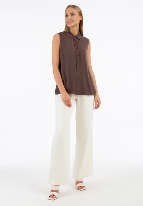 RISA blouse top women dark brown - Image 2