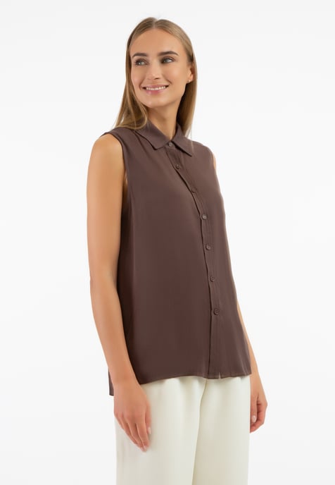 RISA blouse top women dark brown - Image 3