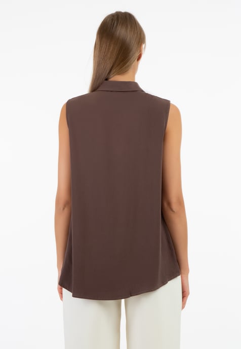 RISA blouse top women dark brown - Image 4