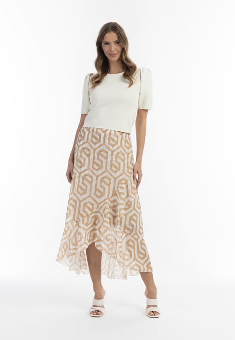 Faina midirok Dames beige wit - Image 2