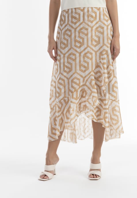 Faina midirok Dames beige wit - Image 3