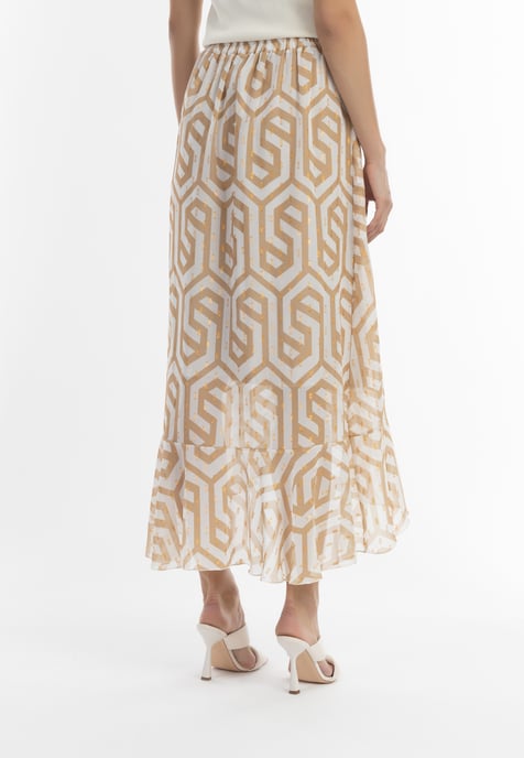 Faina midirok Dames beige wit - Image 4
