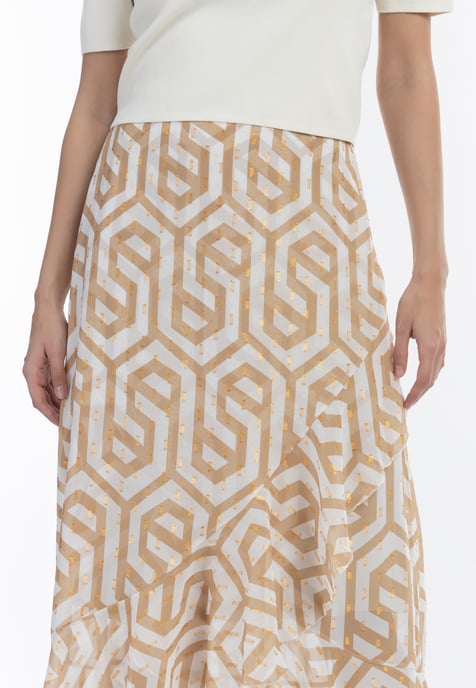 Faina midirok Dames beige wit - Image 5