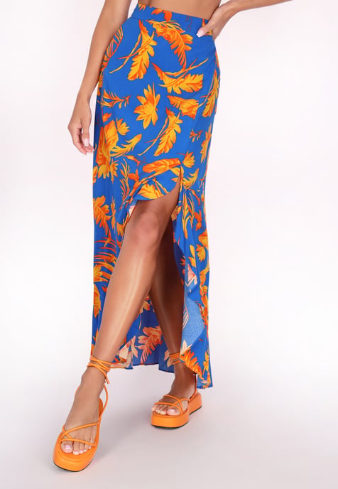 IZIA rok vrouwen blauw geel - Image 3