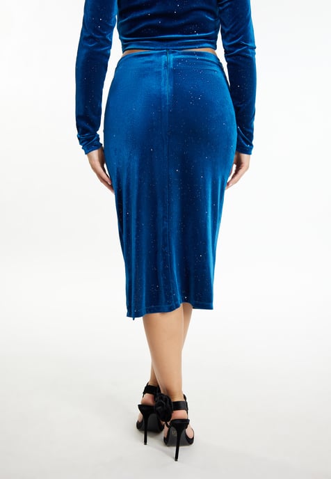 Faina Fluwelen rok met glitters Dames Smaragdblauw - Image 4