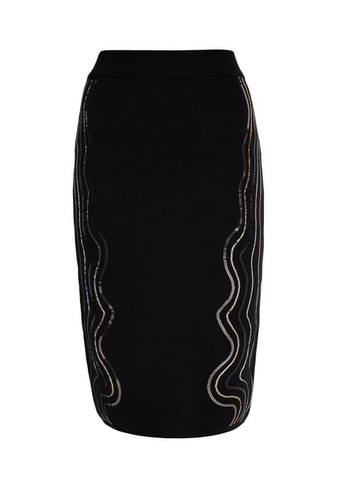 Faina Gebreide midi-rok Dames zwart - Image 1