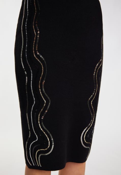 Faina Gebreide midi-rok Dames zwart - Image 5