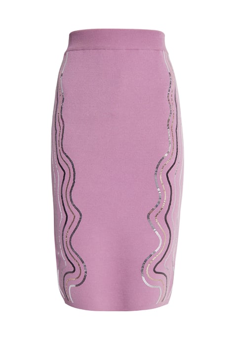 Faina Gebreide midi-rok Dames Mauve - Image 1