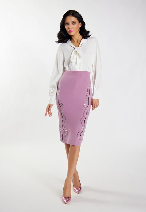 Faina Gebreide midi-rok Dames Mauve - Image 2