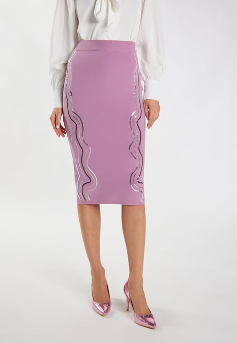 Faina Gebreide midi-rok Dames Mauve - Image 3