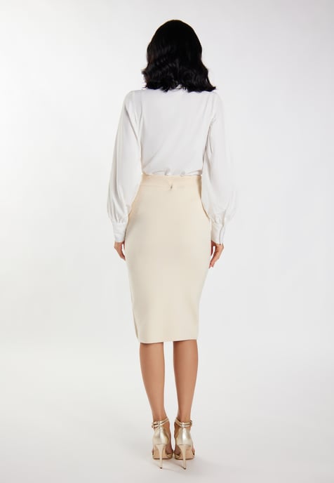 Faina Gebreide midi-rok Dames wolwit - Image 4