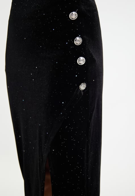 Faina Fluwelen rok met glitters Dames zwart - Image 5
