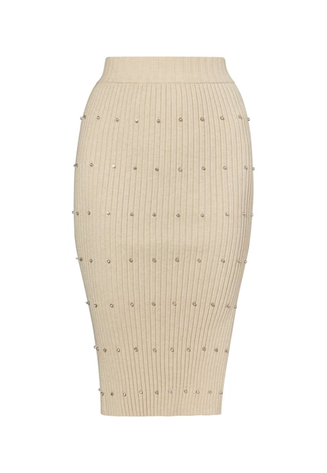 Faina Gebreide rok met strass steentjes Dames lichtbeige - Image 1