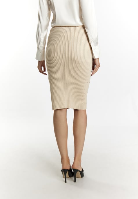 Faina Gebreide rok met strass steentjes Dames lichtbeige - Image 4