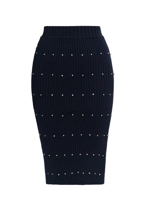 Faina Gebreide rok met strass steentjes Dames marine - Image 1