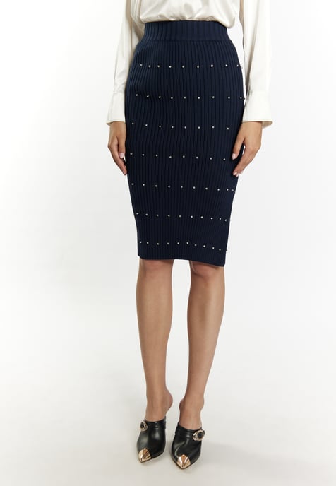 Faina Gebreide rok met strass steentjes Dames marine - Image 3
