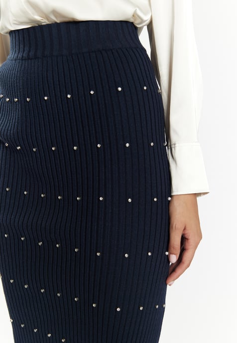 Faina Gebreide rok met strass steentjes Dames marine - Image 5