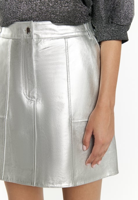 Faina Leren rok Dames zilver - Image 5