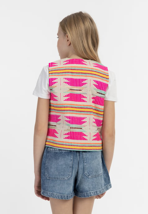 IZIA Waistcoat Meisje Roze Inca-patroon - Image 4