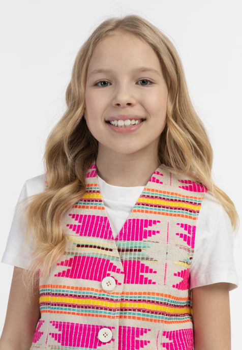 IZIA Waistcoat Meisje Roze Inca-patroon - Image 5