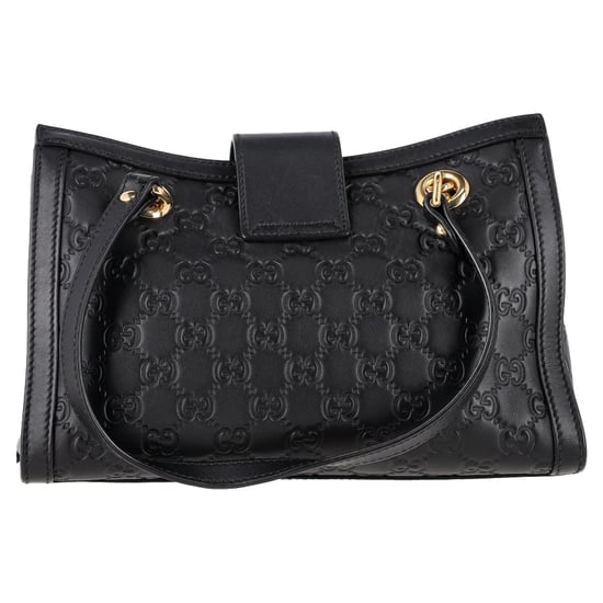 Gucci Small Guccissima Padlock Tote Bag in Black Leather - Image 3