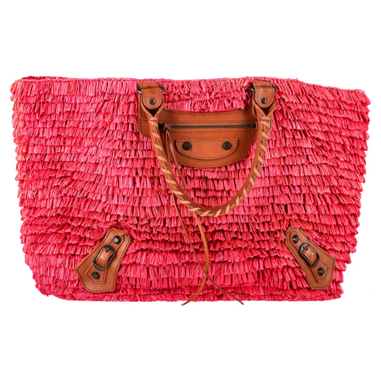 Balenciaga geweven mandtas in roze raffia - Image 1