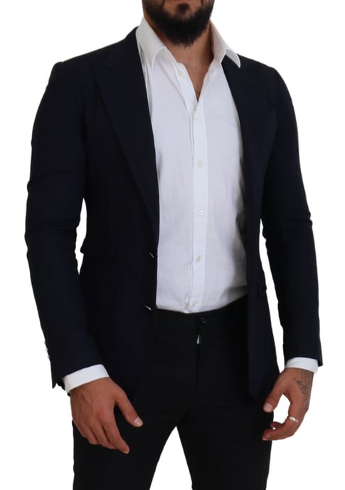 Klassisk passform Tvåknapp Blazer Marinblå - Image 6