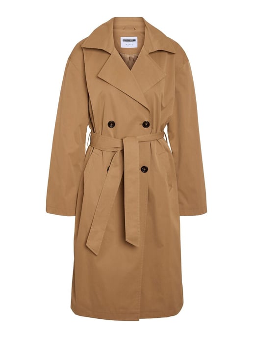 Noisy May Womens Trench Long Coat Classic Lapel Belted Jacket - Image 2