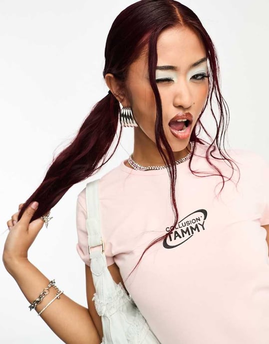 COLLUSION X TAMMY midaxi t-shirtklänning i rosa - Image 4