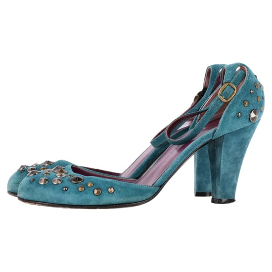 Marc Jacobs pumps met studs en enkelbandje in turquoise suède - Image 4