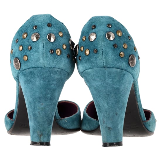 Marc Jacobs pumps met studs en enkelbandje in turquoise suède - Image 5