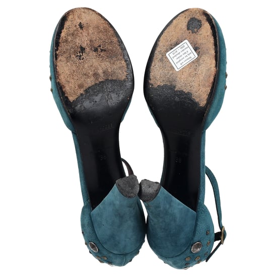 Marc Jacobs pumps met studs en enkelbandje in turquoise suède - Image 6