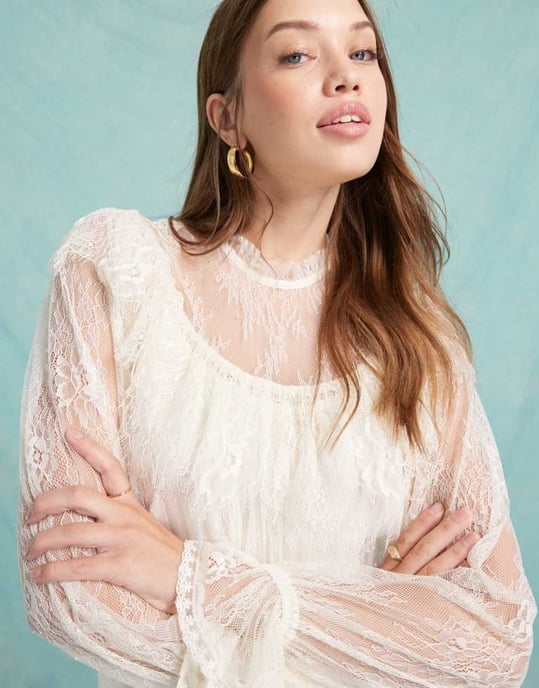 Miss Selfridge spetsdetaljerad smockklänning i elfenben - Image 4