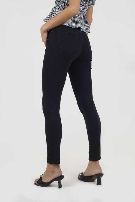Black High Waist Skinny Jeans With Stretch - Image 2