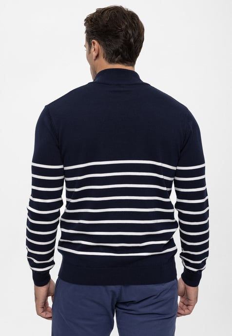 Pullover Half Zipper Striped Pullover - Image 3