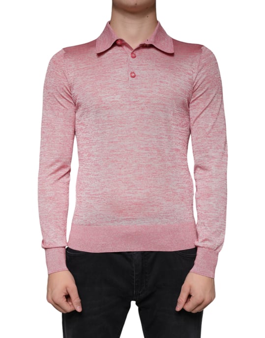 Långärmad stickad polo skjorta - Image 2