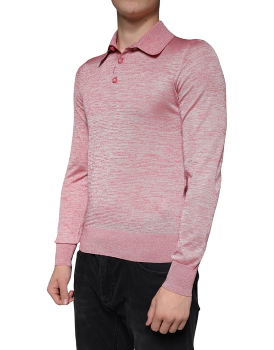 Långärmad stickad polo skjorta - Image 3