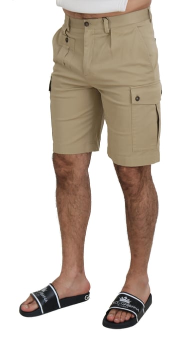 Beige Cargo Shorts Model - Image 3