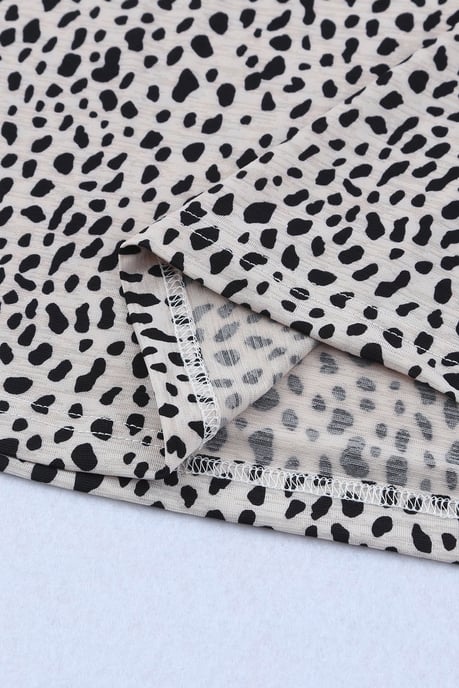 Aprikos Cheetah Mönster O-hals Kortärmad T-shirt - Image 3