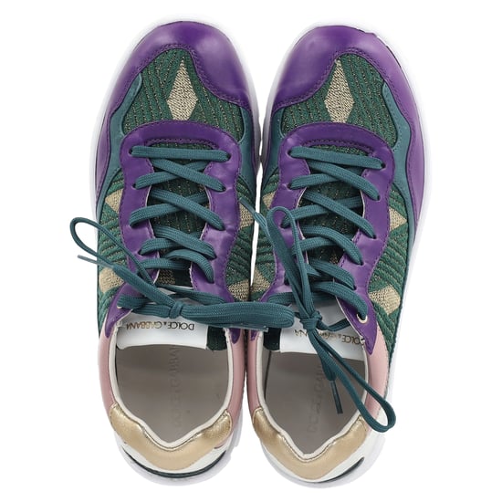 Dolce & Gabbana Mardi Gras lage sneakers in veelkleurig leer en suède. - Image 3