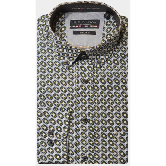Bos Bright Blue R.b. boston casual hemd lange mouw regular fit cotton 427670/705 - Image 1