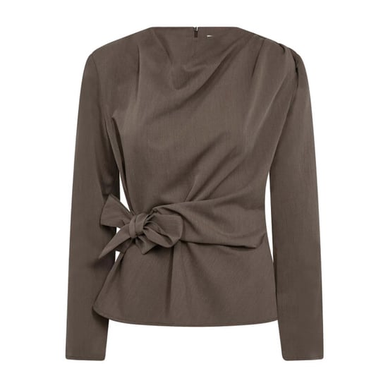 Co'Couture Tengacc pleat blouse strik walnut - Image 4