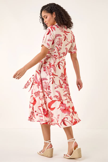 Floral Tie Waist Shirt Dress - Image 3