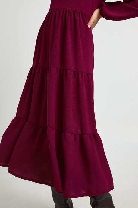 Volume Sleeve Tiered Midi Smock Dress - Image 4