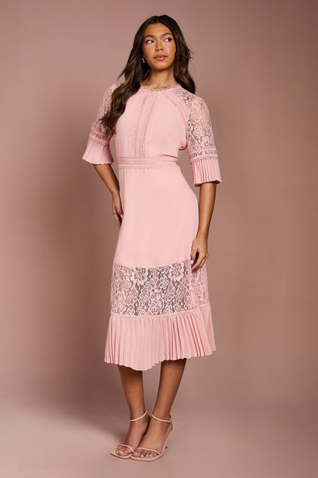 Lace Insert Midi Dress - Image 1