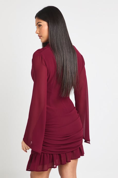 Cowl Long Sleeve Mini Dress - Image 2