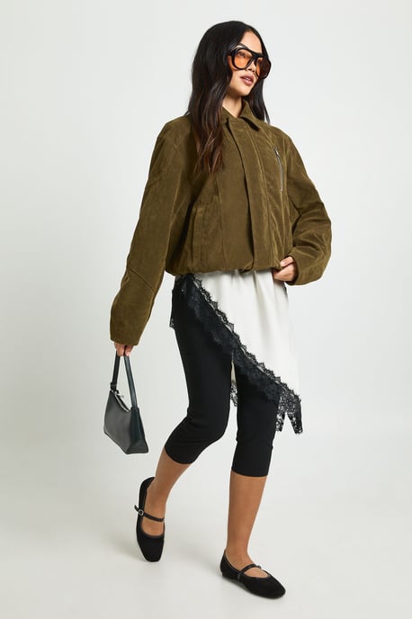 Boxy Suede Bomber Jacket - Image 3