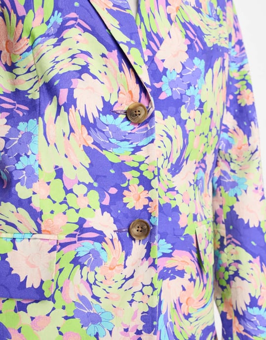ASOS DESIGN blommig kostympappa blazer i blått - Image 4