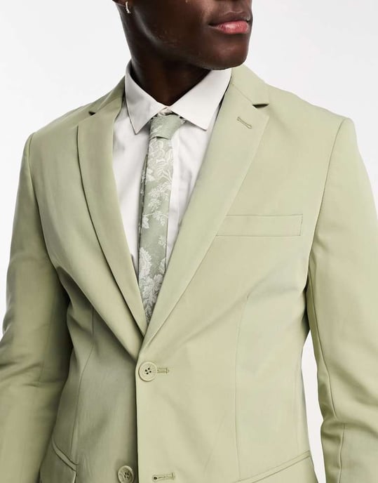Only & Sons slim kostymjacka i dammig oliv - Image 3