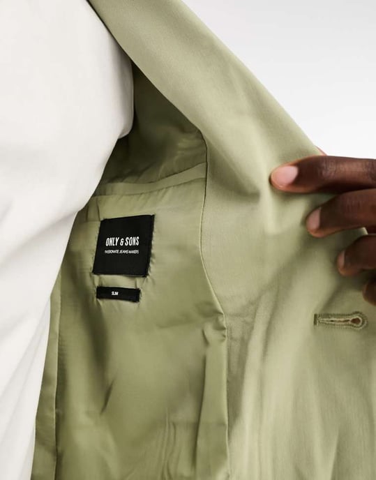Only & Sons slim kostymjacka i dammig oliv - Image 4